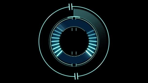 Animation Scope Scanning Moving Green Stripes Rotating Circle Black Background — Stock Video