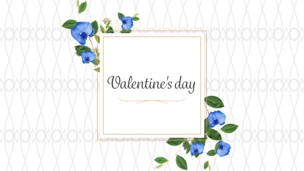 Animation Words Valentines Day Written Black Pink Frame Flowers White — Stock Video