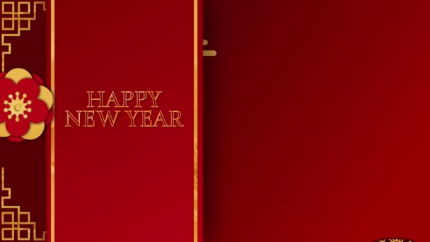 Animation Words Happy New Year Written Gold Letters Red Vertical — Stock Video