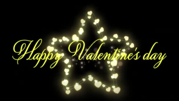 Animation Words Happy Valentines Day Written Yellow Glowing Fairy Lights — 비디오