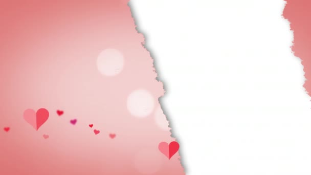 Анимизация Слов День Святого Валентина Написанных Красным Цветом Плавающими Сердцами — стоковое видео