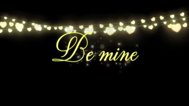 Animation Words Mine Written Yellow Glowing String Fairy Lights Black — Stock Video