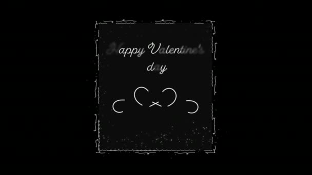 Animace Slov Happy Valentines Day Napsáno Bíle Rámečku Bílou Výzdobou — Stock video