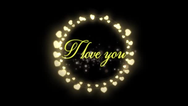 Animação Das Palavras Love You Written Yellow Glowing Fairy Lights — Vídeo de Stock