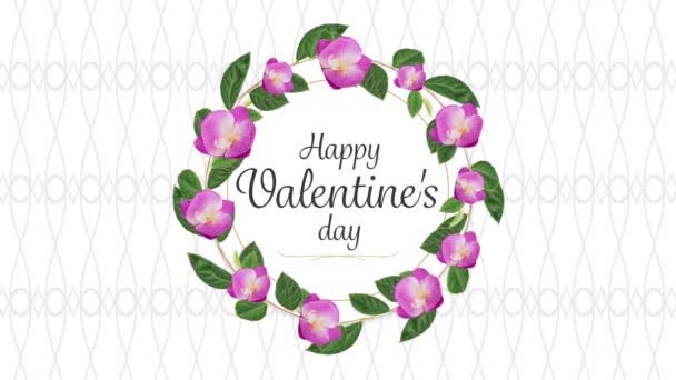 Animation Words Happy Valentines Day Written Black Pink Frame Flowers — Stock Video