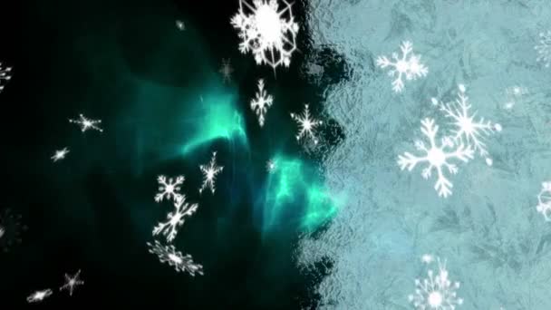 Animation Frost Setting Glass Right Left Transitioning Cold Winter Snowflakes — 비디오