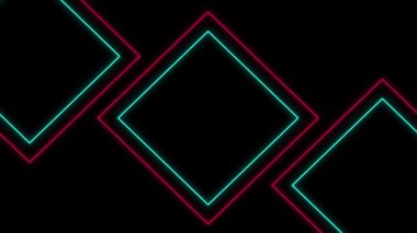 Havalı 80 'ler tarzı geçmişe dönük tasarım. Siyah arkaplanda hareket eden elmas geometrik şekillerin yanıp sönen neon çizgilerinin animasyonu.