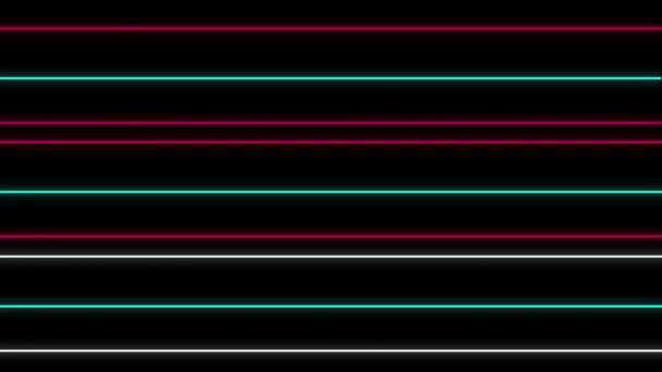 Desenho Retro Estilo Cool 80S Animação Linhas Paralelas Néon Cintilante — Vídeo de Stock