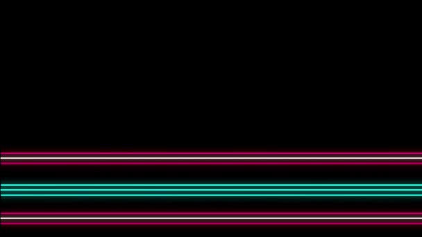 Cool 80S Estilo Design Retro Animação Neon Cintilando Linhas Paralelas — Vídeo de Stock