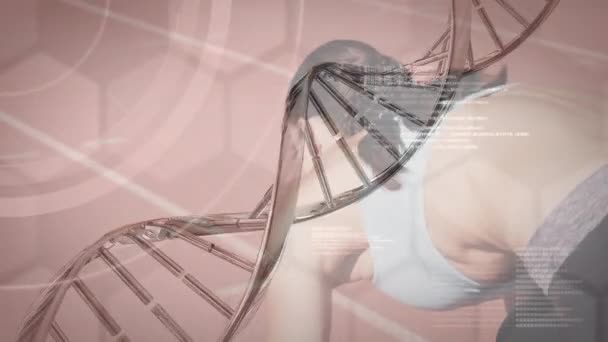 Animation Eines Sich Drehenden Metallischen Dna Stranges Und Schiebender Sechseckiger — Stockvideo