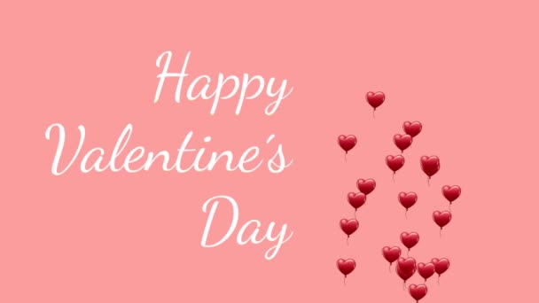 Κινούμενα Σχέδια Των Λέξεων Happy Valentines Day Γραμμένα Λευκό Κείμενο — Αρχείο Βίντεο