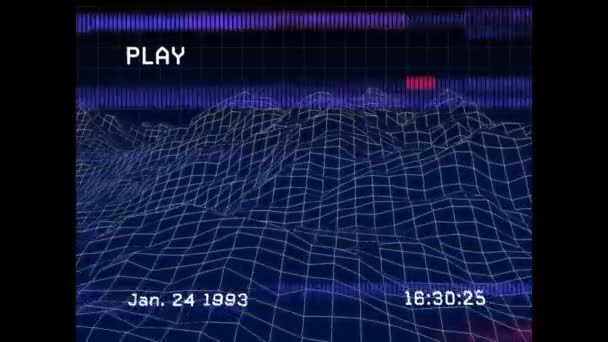 Animação Uma Gravação Vídeo Vintage Com Mapa Topográfico Giratório Montanhas — Vídeo de Stock