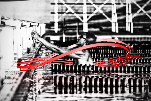 Серый Дизайн Линии Против Пловца Бассейне — стоковое фото