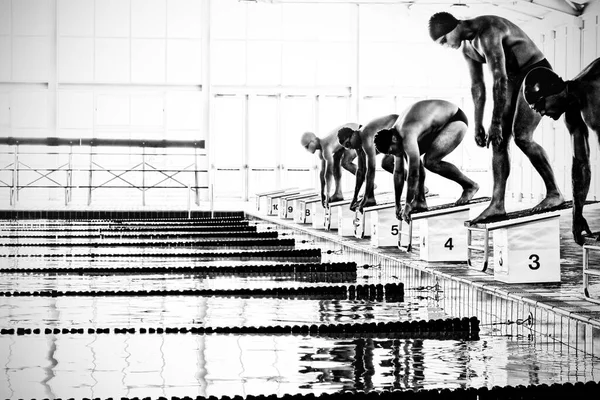 Swimmers Ready Plunge — Stock Photo, Image