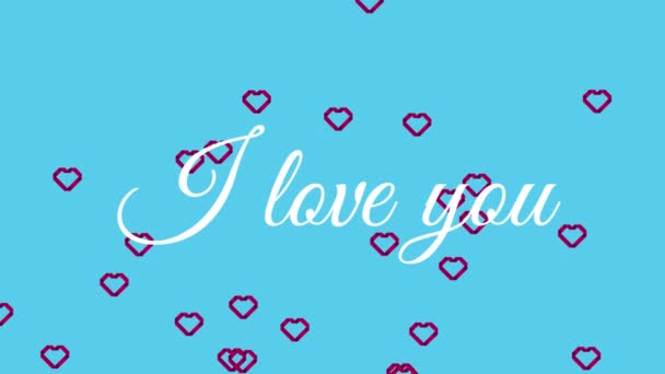 Animation Words Love You Written White Text Piros Körvonalas Szív — Stock videók