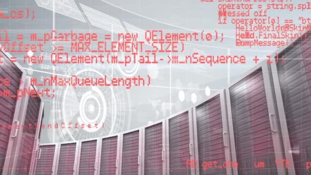 Анимирование Обработки Данных Красном Цвете Компьютерных Процессорах Сером Фоне — стоковое видео