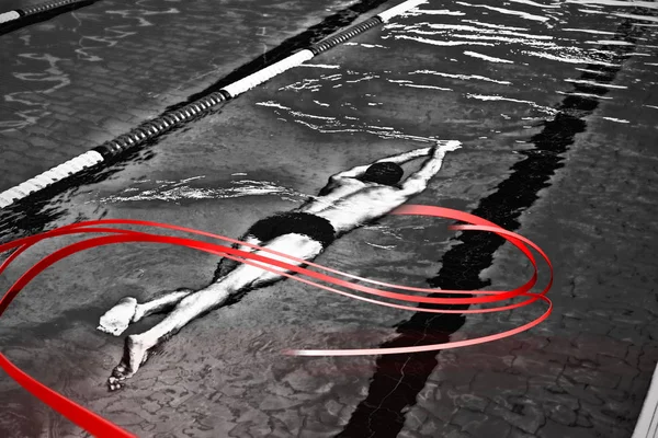 Graue Linie Gegen Schwimmer Die Becken Schwimmen — Stockfoto