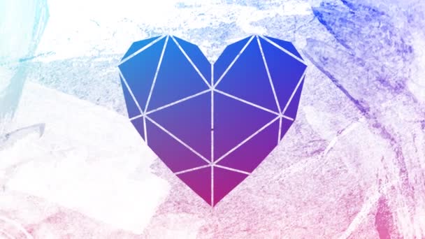 Animation Vibrant Blue Purple Background Seen White Heart Shaped Window — 비디오