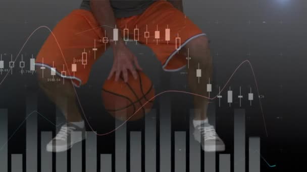 Animación Una Tabla Analítica Movimiento Con Sección Baja Jugador Baloncesto — Vídeo de stock