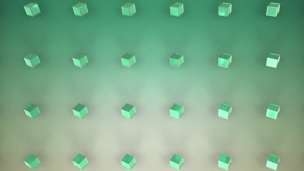 三维绿色金属立方体在绿色背景上形成的动画 — 图库视频影像
