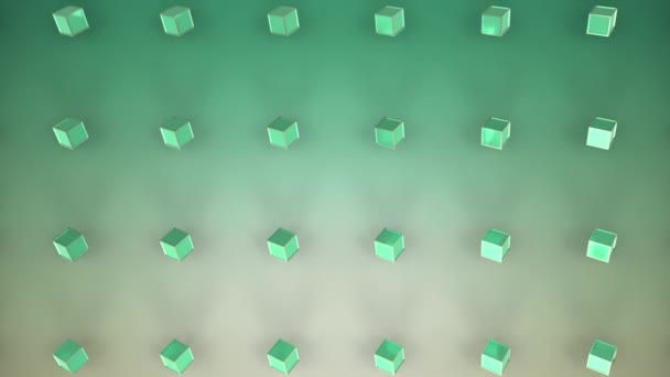 Animación Cubos Metálicos Verdes Moviéndose Formación Sobre Fondo Verde — Vídeo de stock