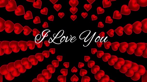 Animatie Van Woorden Love You Geschreven Witte Letters Met Rode — Stockvideo