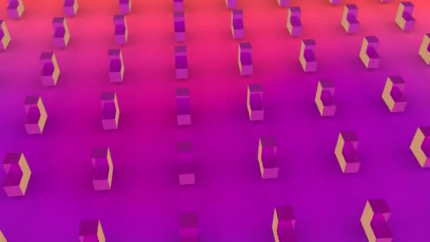 Animation Abstract Orange Shapes Moving Formation Pink Purple Background — 비디오