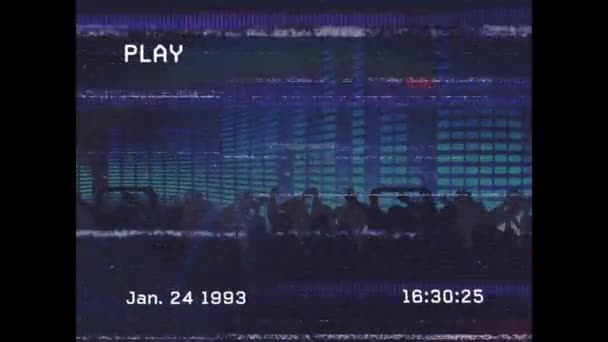 Анімація Екрану Словом Play Дата Час Білому Тексті Смуги Втручання — стокове відео