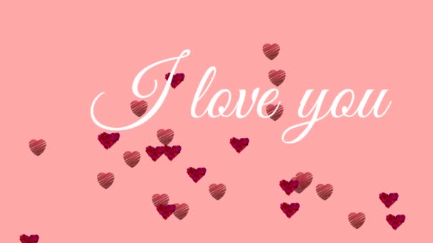 Animation Der Worte Love You Weißem Text Mit Roten Und — Stockvideo
