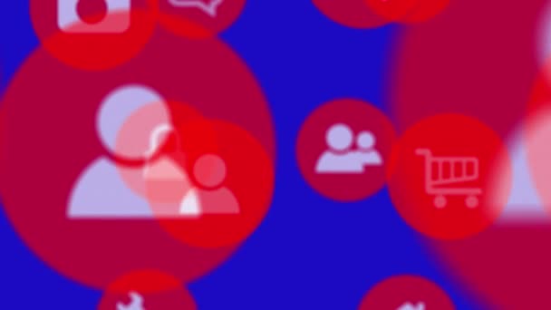 Animation Red White People Shopping Trolley Camera Computer Icons Blue — Stock Video