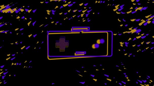 Animación Contorno Púrpura Naranja Controlador Videojuegos Movimiento Con Botones Juego — Vídeo de stock