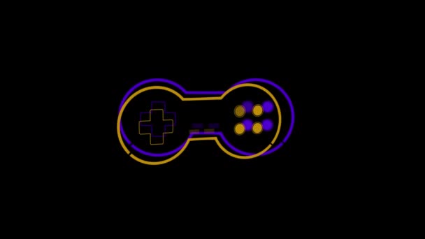 Animazione Contorno Viola Arancione Controller Videogiochi Movimento Con Pulsanti Riproduzione — Video Stock