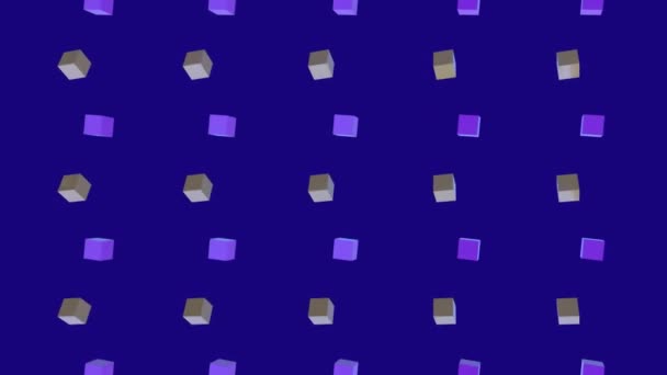 Animation Plusieurs Rangées Cubes Violets Bruns Tournant Tournant Simultanément Sur — Video