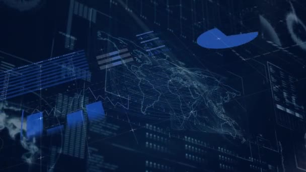 Animación Del Procesamiento Datos Empresariales Con Gráficos Crecimiento Financiero Estadísticas — Vídeos de Stock