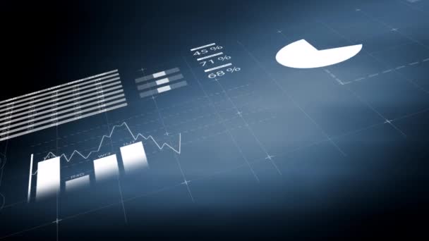 Animación Del Procesamiento Datos Empresariales Con Gráficos Crecimiento Financiero Estadísticas — Vídeos de Stock