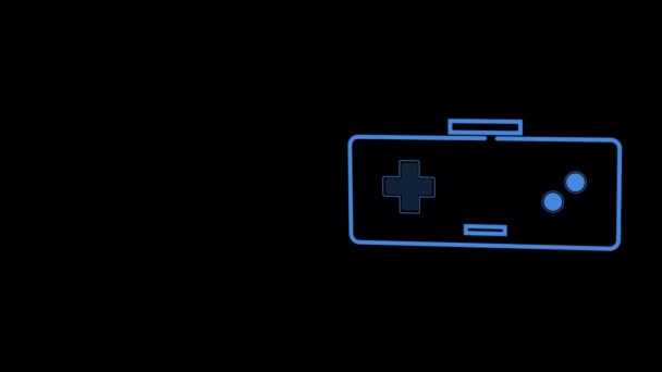 Animation Eines Blauen Umrisses Eines Bewegten Videospielcontrollers Mit Pulsierenden Und — Stockvideo