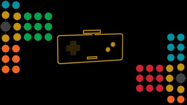 Animation Eines Orangefarbenen Umrisses Eines Videospielcontrollers Mit Pulsierenden Und Pochenden — Stockvideo