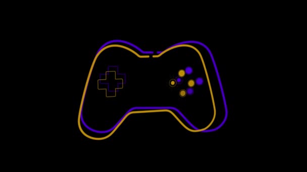 Animation Purple Orange Outline Moving Video Game Controller Play Buttons — Stock Video