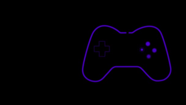 Animación Contorno Púrpura Controlador Videojuegos Brillante Con Botones Juego Pulsantes — Vídeos de Stock