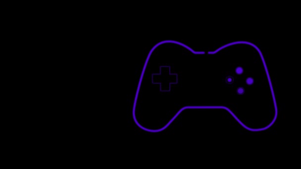 Animação Contorno Roxo Controlador Videogame Brilhante Com Botões Reprodução Pulsando — Vídeo de Stock