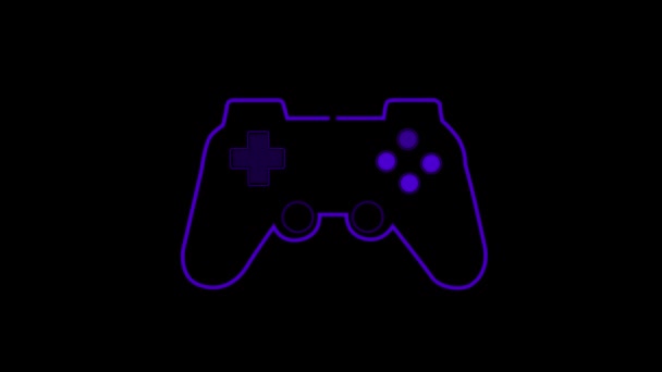 Animation Purple Outline Glowing Video Game Controller Play Buttons Pulsating — Stock Video