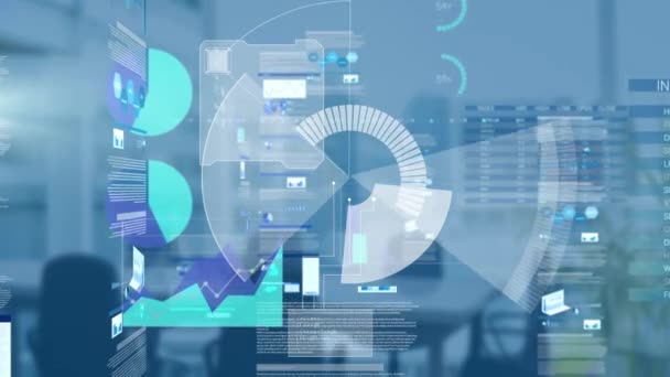 Animación Del Procesamiento Datos Empresariales Con Gráficos Crecimiento Financiero Estadísticas — Vídeos de Stock