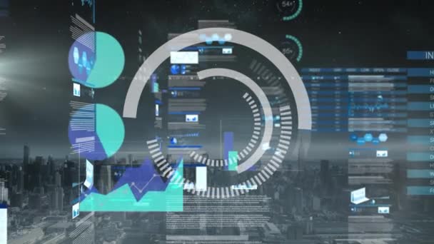 Animación Del Procesamiento Datos Empresariales Con Gráficos Crecimiento Financiero Estadísticas — Vídeo de stock