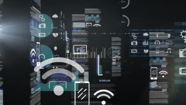 Animación Del Procesamiento Datos Empresariales Con Gráficos Crecimiento Financiero Estadísticas — Vídeo de stock