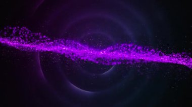 Mor arka planda daireler çizerek yavaşça dağılan çoklu mor parçacıkların parıldayan ve parlayan dizisinin animasyonu. Sihirli parıldayan ışık kompozisyonu.