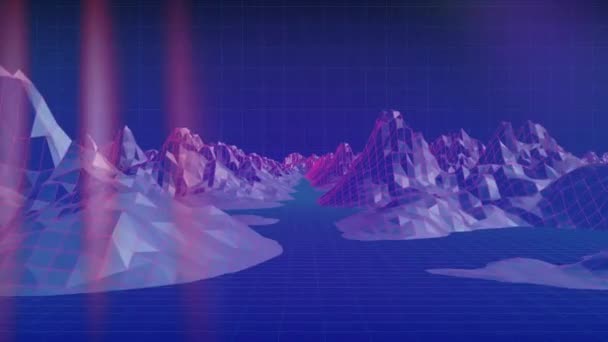 Animation Montagnes Bleues Violettes Déplaçant Répétition Sur Carte Topographique Bleue — Video