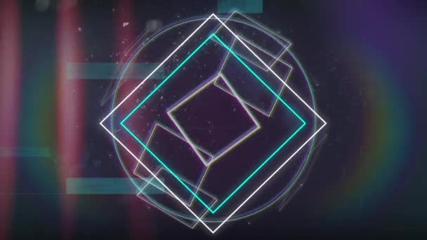 Animação Contornos Formas Geométricas Movendo Com Halo Colorido Arco Íris — Vídeo de Stock
