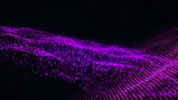 Animazione Scintillante Incandescente Stringa Più Particelle Viola Che Diffondono Lentamente — Video Stock