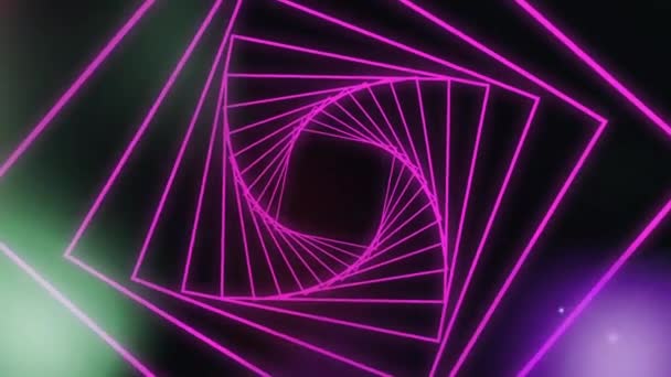 Animation Der Umrisse Pinkfarbener Geometrischer Tunnelformen Die Sich Hypnotischer Wiederholung — Stockvideo