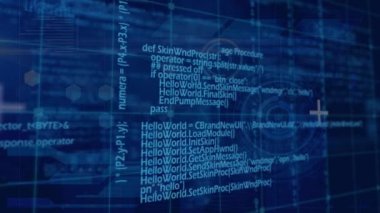 Mavi arka planda hareket eden ızgara ile mavi veri işleme animasyonu. İş veri teknolojisi küresel ağ araştırma ve geliştirme kavramı.